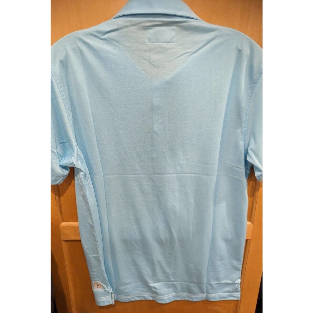 Linksoul Shirt Adult Small Polo  Short Sleeve 4 button Golf NWT Drytek Aqua Blue - Picture 2 of 4